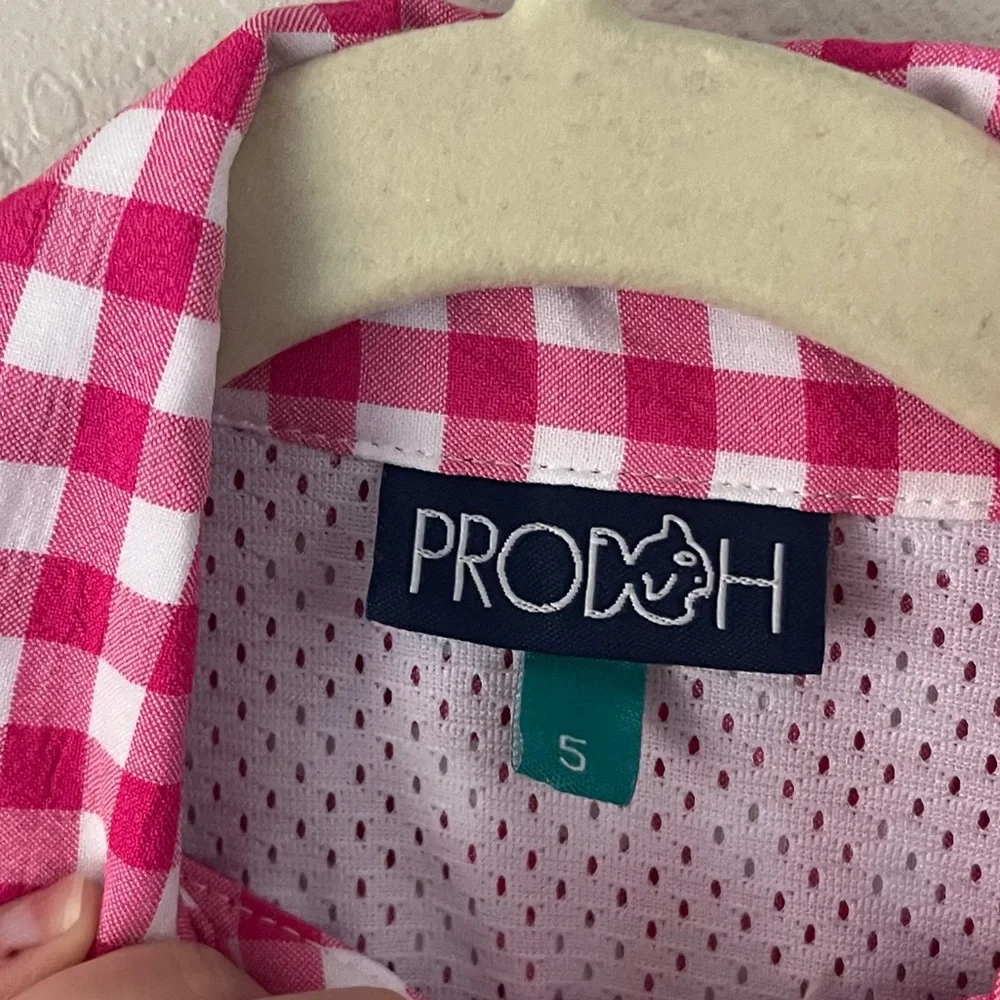 Prodoh Pink/White Gingham Fishing Shirt Size 5